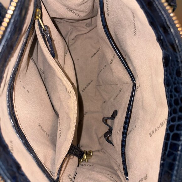 BRAHMIN Melbourne Stacy Satchel – Navy Embossed Leather - Picture 4 of 7